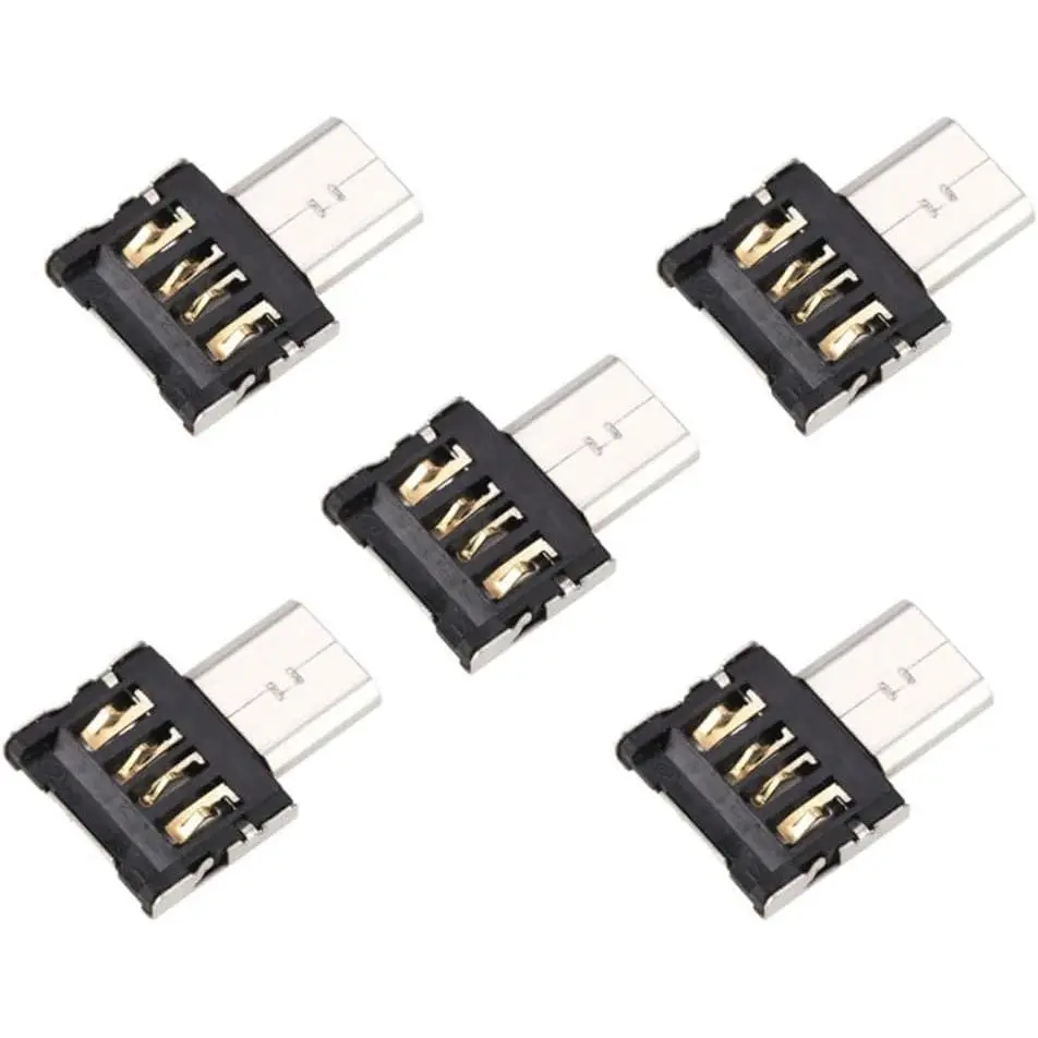 5 Pack  USB OTG Adapter  USB Male to USB 2.0 Female Ultra Mini Size Connector Adapter
