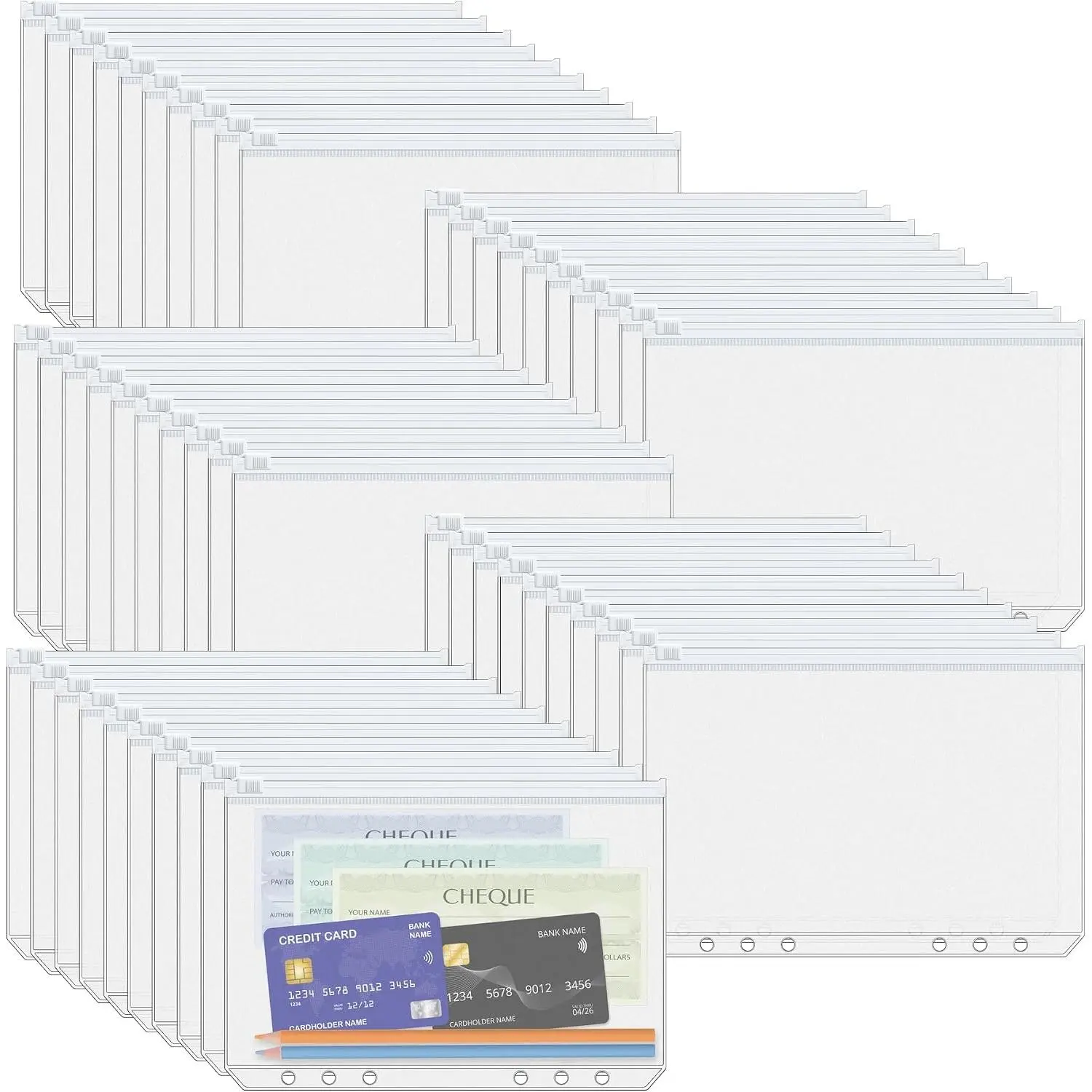 20 count A5 Binder Pockets 6-Hole Planner Inserts for A5 6-Ring Binders