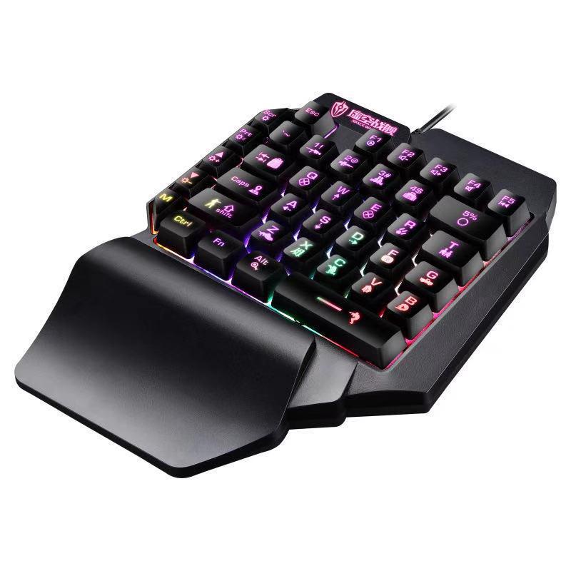 ZRTF F6 Single Mobile Phone Glowing Gaming Keyboard,Supports for Android System, PUBG Keyboard Connect to Mobile Phone King of Glory Left Hand Keyboard  for Android not ios