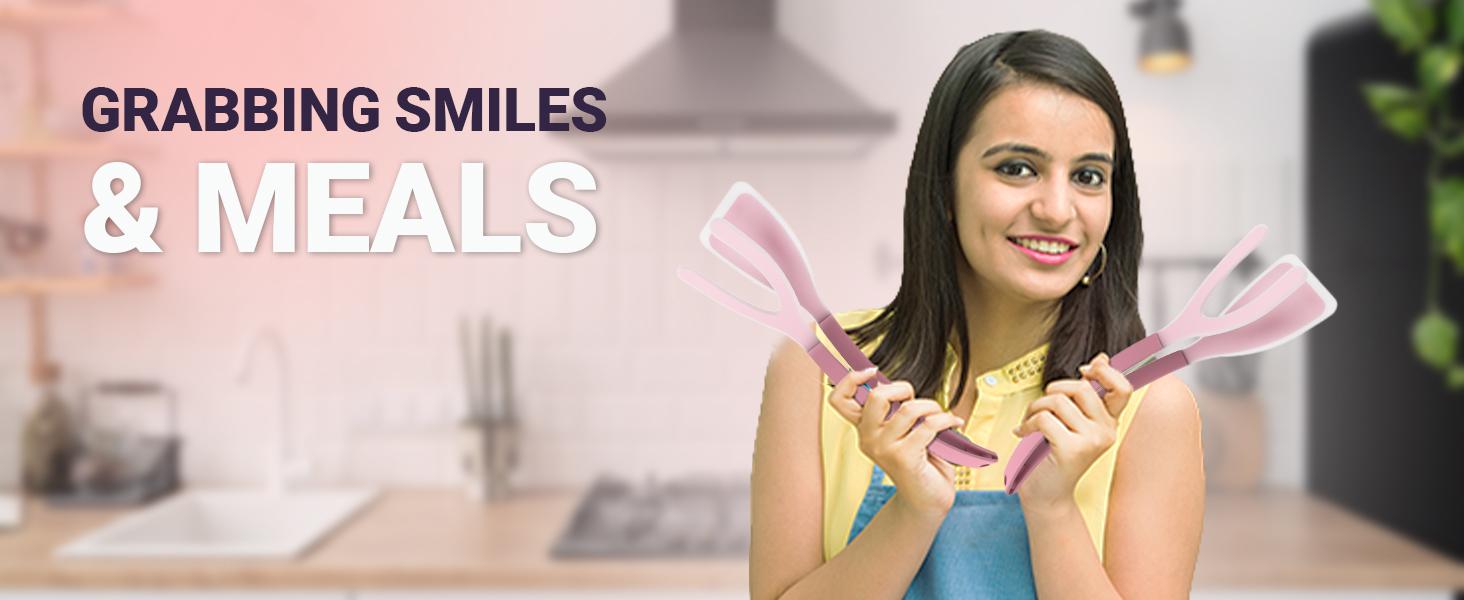 Silicone Egg Flipper Spatula Tongs (Set of 1) – Non-Stick 2-in-1 Grip & Flip Kitchen Tongs for Pancakes, Fish, Eggs, and More – Heat Resistant Cooking Tool