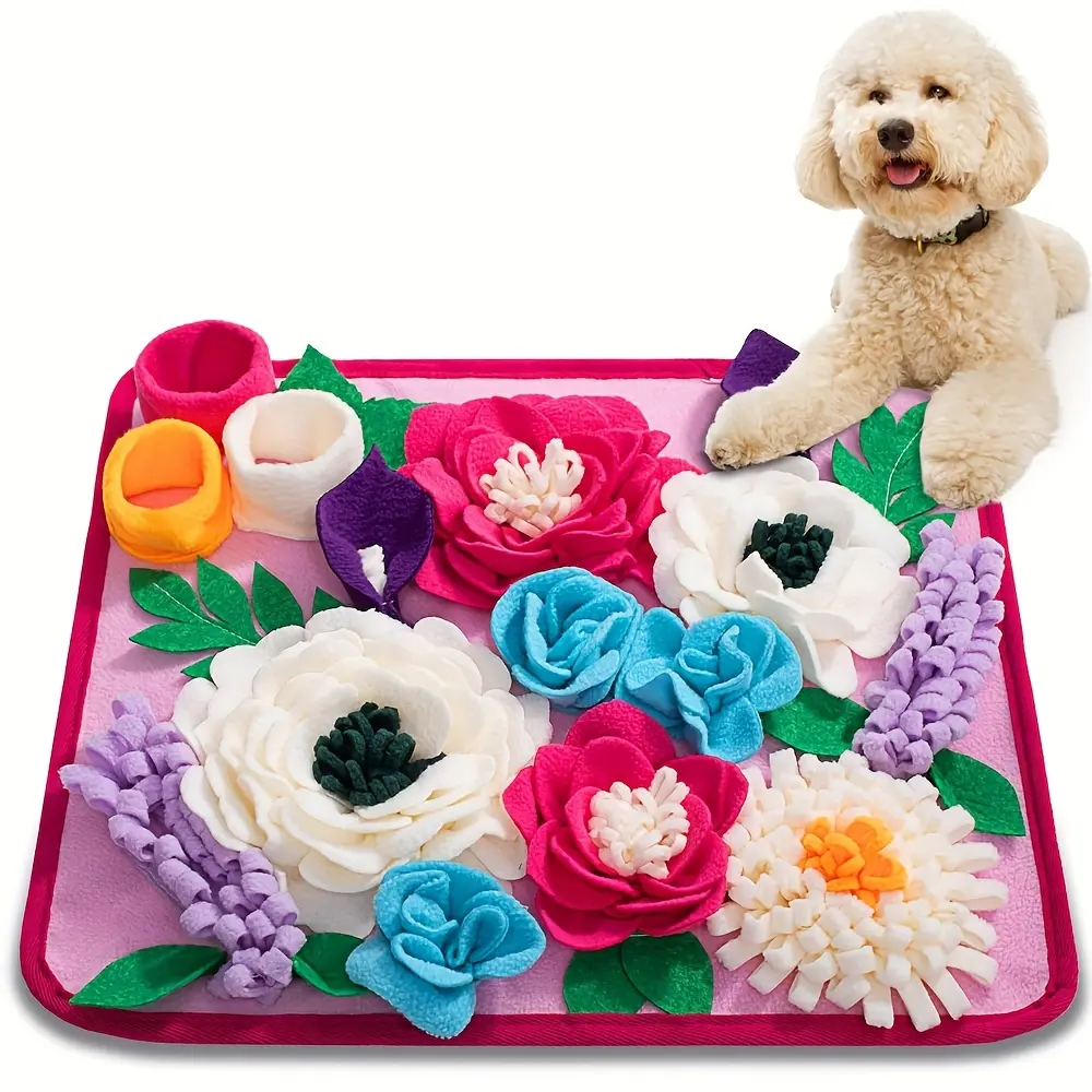 "Floral Meadow" Pet Snuffle Mat – Scent Training, Stress Relief, Puzzle & Foraging Game – Anti-Choke Food Slow Feeder & Dog Toy