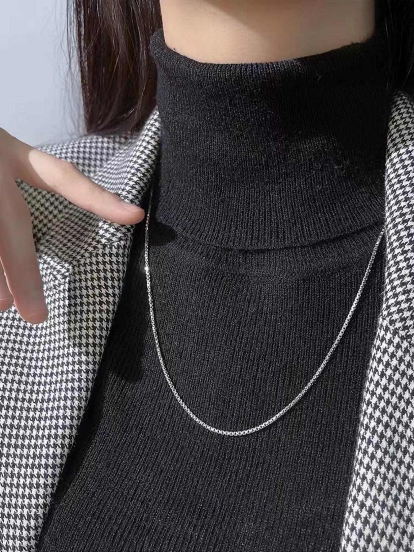 S925 Sterling Silver Minimalist Chain Necklace, Daily Wear Necklace, Fashionable Necklace for Women & Men, Trendy All-match & Exquisite Jewelry for Birthday Gift