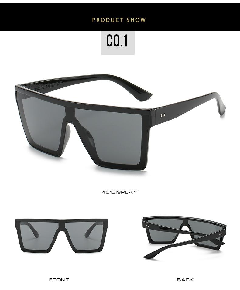 Vintage Male Flat Top Sunglasses Men Brand Black Square Shades UV400 Gradient Sun Glasses For Women Cool One Piece Designer