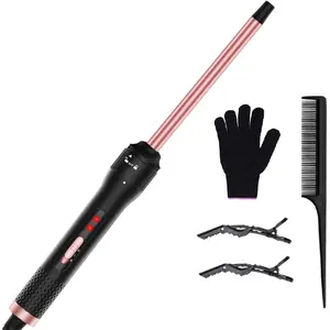 Professional 1/2 Inch Ceramic Tiny Curling Iron Wand for Short & Long Hair, 2 Temperature Settings, Heat Protective Glove Included, Ideal Holiday Birthday Gifts for Women & Girls