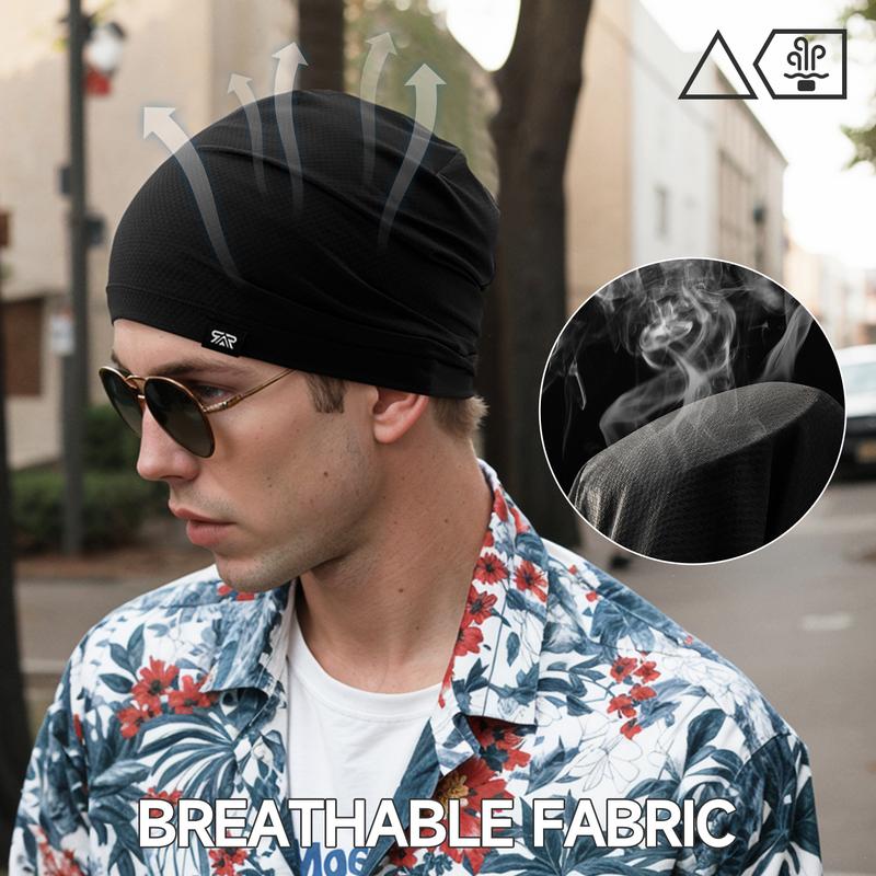 SHINENEOTH 2/3Pcs Breathable Skull Cap Men Beanie Do-rag Lightweight Sweat Wicking Hat Head Wrap Under Helmet Liner for Motorcycle Running Bandana Cycling