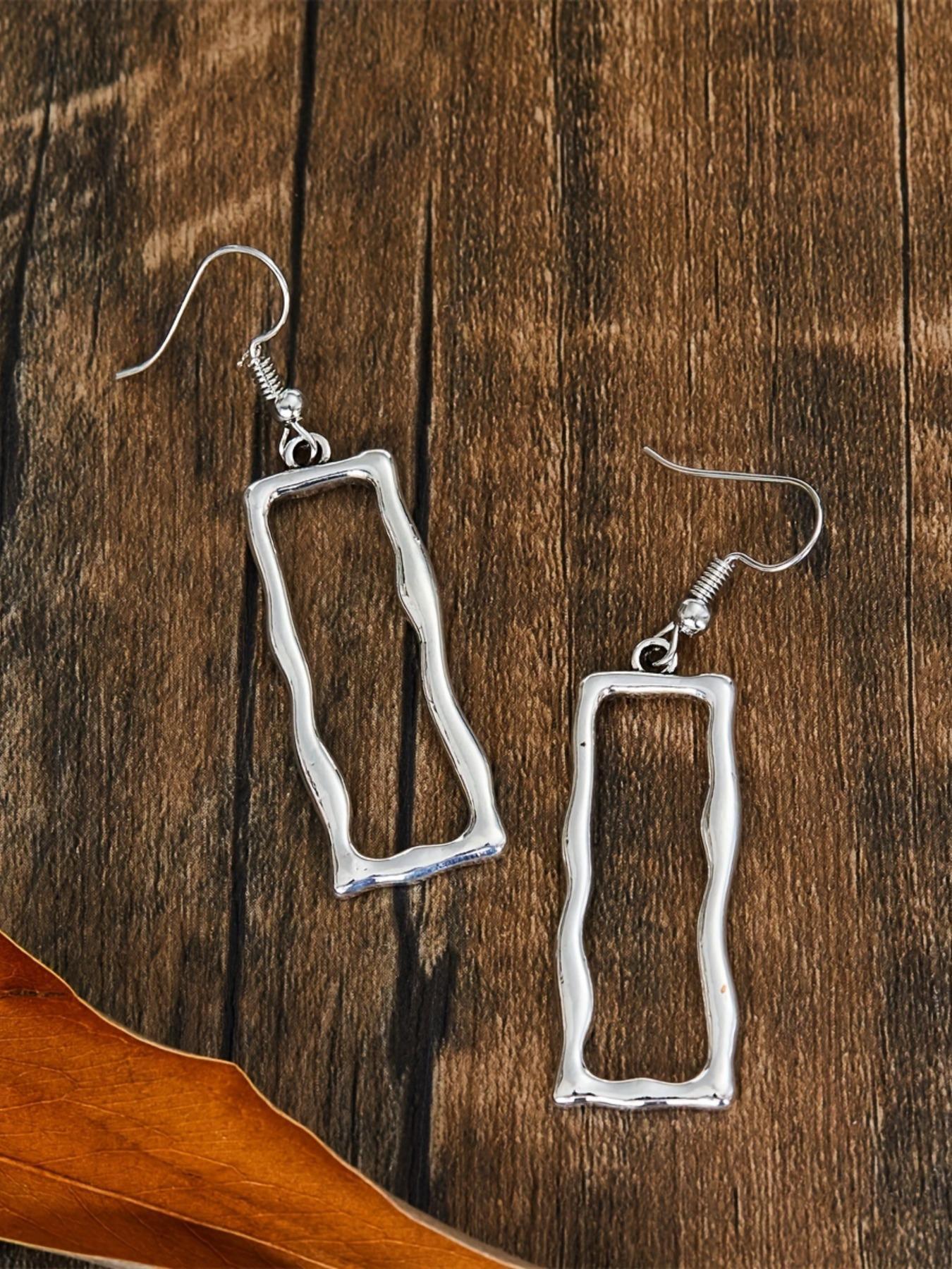 Vintage Hollow Out Irregular Geometric Design Earrings (1 Pair), Fashionable Jewelry for Women, Casual Jewelry for Party, Daily Clothing Decor, Boho Vibe