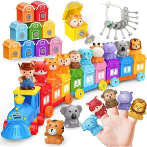 Animal Montessori Learning Toys for 2 3 4 5 Year Old Kids, Toddler Animals Train Locks & Keys Matching Toys Counting & Sorting Trains Set, Preschool Toy Boys Girls Christmas Birthday Gifts Age 2-4 3-5fidget toys