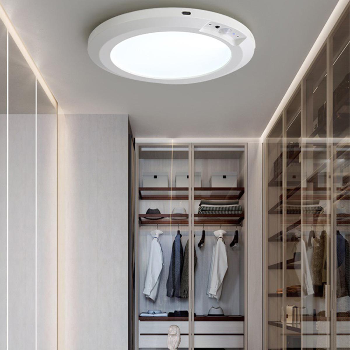 Wireless Ceiling Lights Battery Operated with Remote, Auto Motion Sensor, Ultra-Slim Dimmable Ceiling Mounting Lamp with 3 Colors