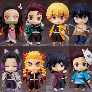 Hot Selling 10cm Demon Slayer Q-Version Nendoroid Action Figure Model Kamado Tanjirou Nezuko Inosuke Zenitsu  Toys Gifts cyberpunk