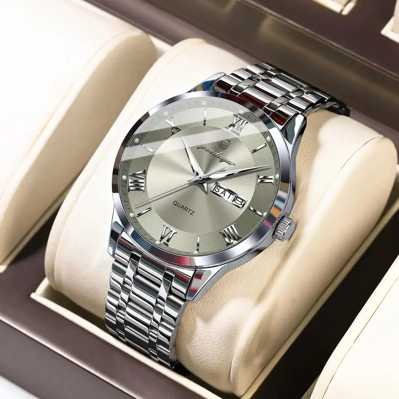 Men's Business Fashion Round Dial Analog Quartz Watch, Business Fashion Watches, Fashionable Stylish Watch, Fashion Watch for Party, Daily Clothing Decor, Trendy All-match & Exquisite Watch for Birthday Gift with Box, Quartz Wristwatch