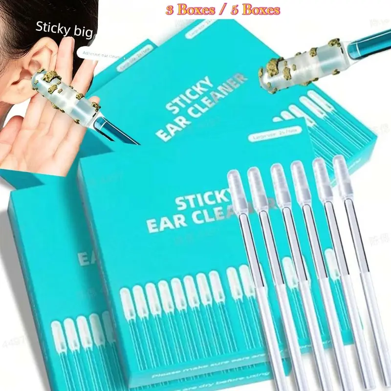 Disposable Sticky Earwax Cleaning Stick Set, Ear Cleaner, Adhesive Design to Easily Remove Earwax, Soft Material Will Not Hurt Ear Canals, Painless Ear Sticks Suitable for Adults and Kids, Portable Ear Cleaning Tools for Home & Travel