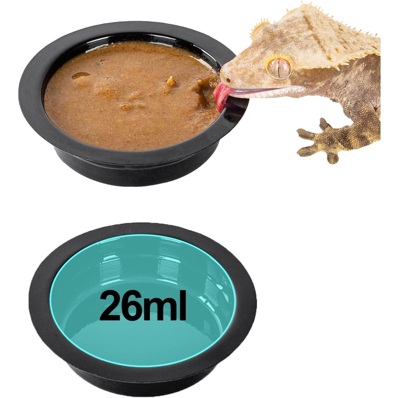 Reptile Ledge,  Gecko Feeding Ledge with 6 count Cups, Reptile  Water Feeder Dish for Geckos Iguana Chameleon Pets (Cups)
