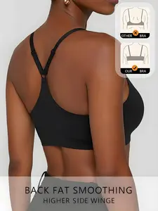 1/2pcs Magnetic Front Buckle Bra, High Support Seamless Wireless Bra, Plain Color Jelly Bra for Women, Wave edge All-Season Fitted Comfortable Wear