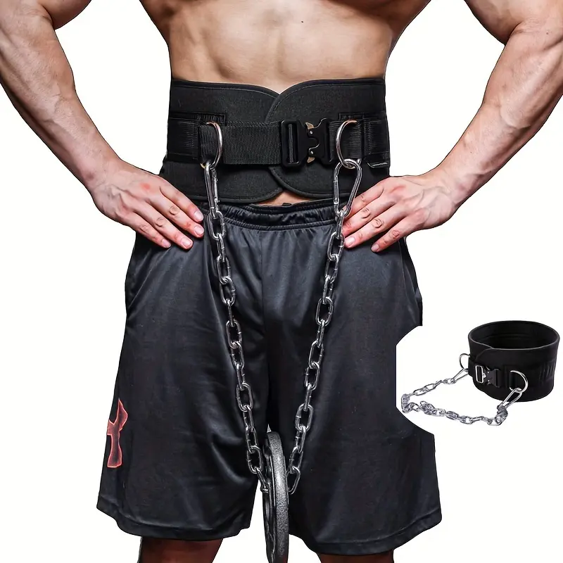 Weighted Pull-Up Dip Belt with Chains, Exercise & Fitness Equipment for Upper Body Strength Training, Non-rechargeable Uncharged Support Gear