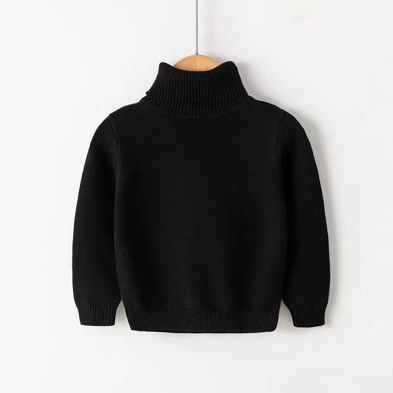 NewAutumn Winter Turtleneck Sweater Cotton Inner Layer Pullover Boys and Girls Solid Color Base Knitwear