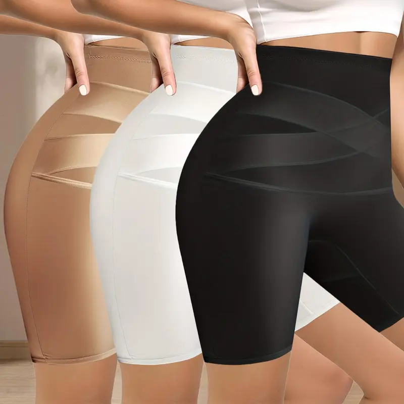 QUASTI 3 Pack Cross Waist Panties for Women, Soft Fabric Close-Fitting Daily Wear Panties, Smooth Lightweight Comfortable Underwear