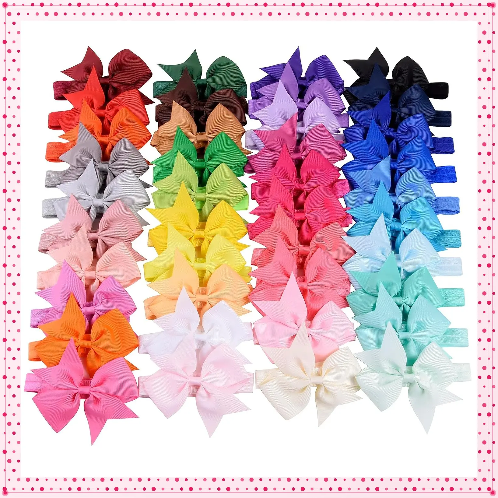 40pcs Baby Girls Hair Bows Headbands Newborn Bows | Grosgrain Ribbon HairBand baby bows 0-6 months Accessories for Infants Newborn Toddler (4In)Gift