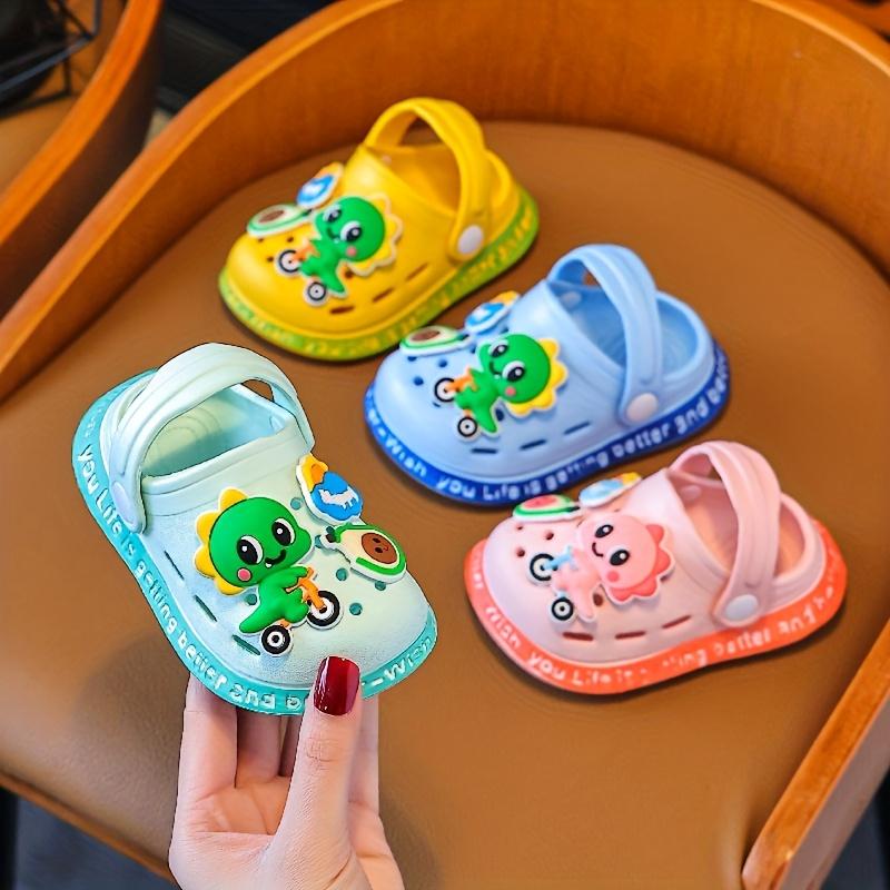 Youngsters' Dinosaur Cartoon  - Light Blue EVA  with Fun Dinosaur & Bicycle Charms, Non-Slip Summer Shoes  Boys and Girls, Perfect  Indoor/Outdoor Play, Playtime |         Playful Youngsters |         EVA Lightweight Sandals Clogs for