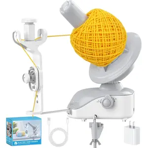 Electric Yarn Ball Winder - Automatic  Yarn Spinner with Stepless Speed &  Tension, Compact  Winder for Knitting Crocheting, Yarn Cake Maker (White)
