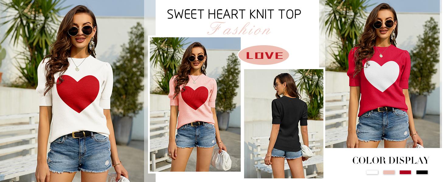 Saodimallsu Womens Puff Short Sleeve Sweater Casual Summer Crew Neck Pullover Tops Ribbed Knit Sweater Blouse SpringStatements