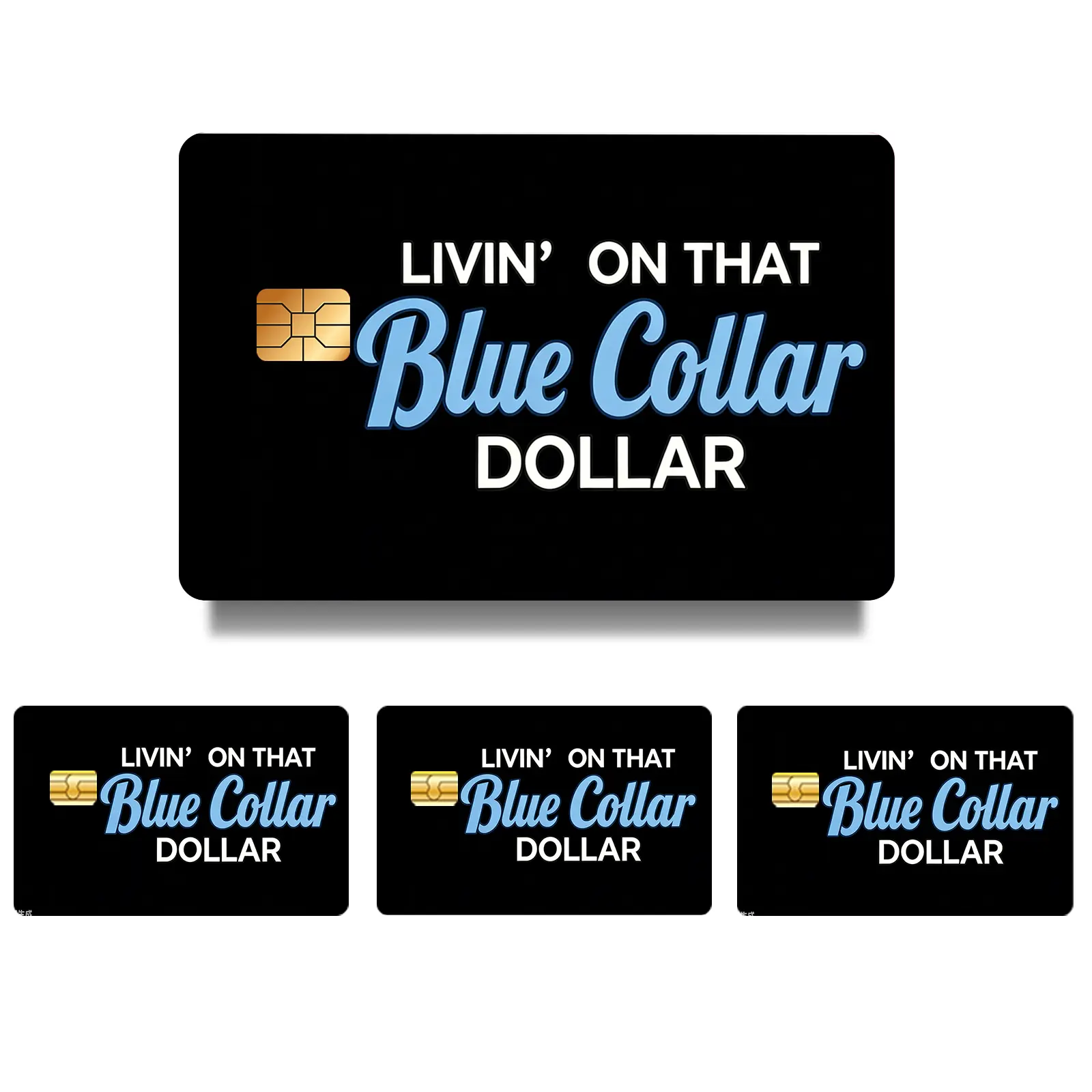 Blue Collar Dollar Card Skin Sticker, Work Hard Wallet Card Cover Decal, Peel & Stick Credit Card Sticker, Everyday Debit Card Decoration