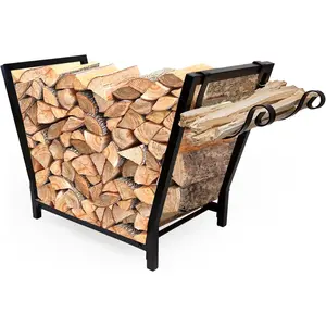 FireProof Pros Firewood Rack Outdoor and Indoor Firewood Storage with Kindling Hooks. 25.6in