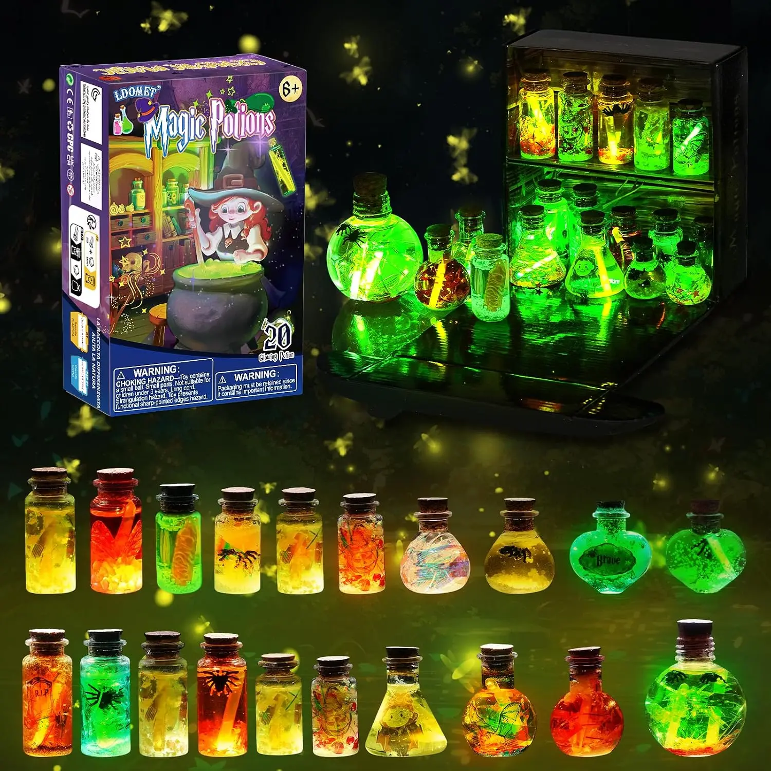 Magic Potions Craft Kit for Kids - Mix 20 Glow Witch Potion Bottles, Fairy Magic Potions Making Kit - Christmas Decorations Birthday Gifts for Girls Boys 6 7 8 9 10+