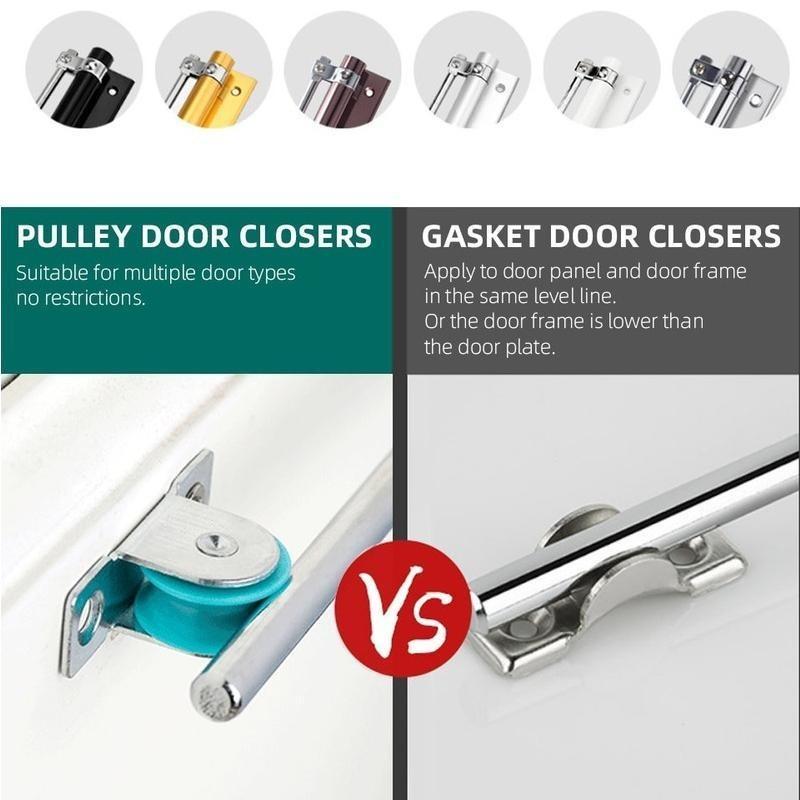 Automatic Door Closer for Home Easy to Install | Safety Spring Door Closers | Auto Soft Close to Convert Hinged Doors to Auto Self Closing | Adjustable Catch Speed | with Arm, Screw, Wrench