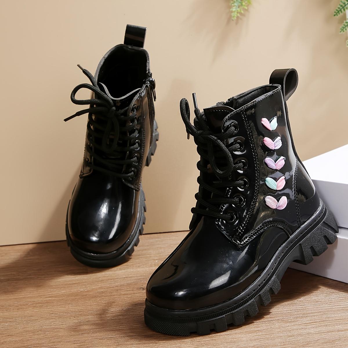 Girls' Casual Fashion Mid-Calf Boots with Lace-Up & Side Zipper Closure - Durable Faux Cover, Round Toe, TPR Sole - Perfect Fall/Winter Outdoor Activities, Casual Wear Boots |                   Playful Design |                   Durable Boots1011