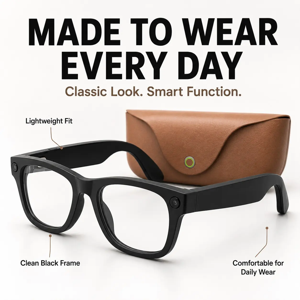 Ai Smart Sunglasses, 8mp Photo, 1080P Video, Enc Noise Cancellation, 96h Battery, Bluetooth-compatible 5.4, Ip65 Waterproof, Lightweight 35g, Ai Camera Glasses, Glasses With Camera, Wearable Tech Glasses