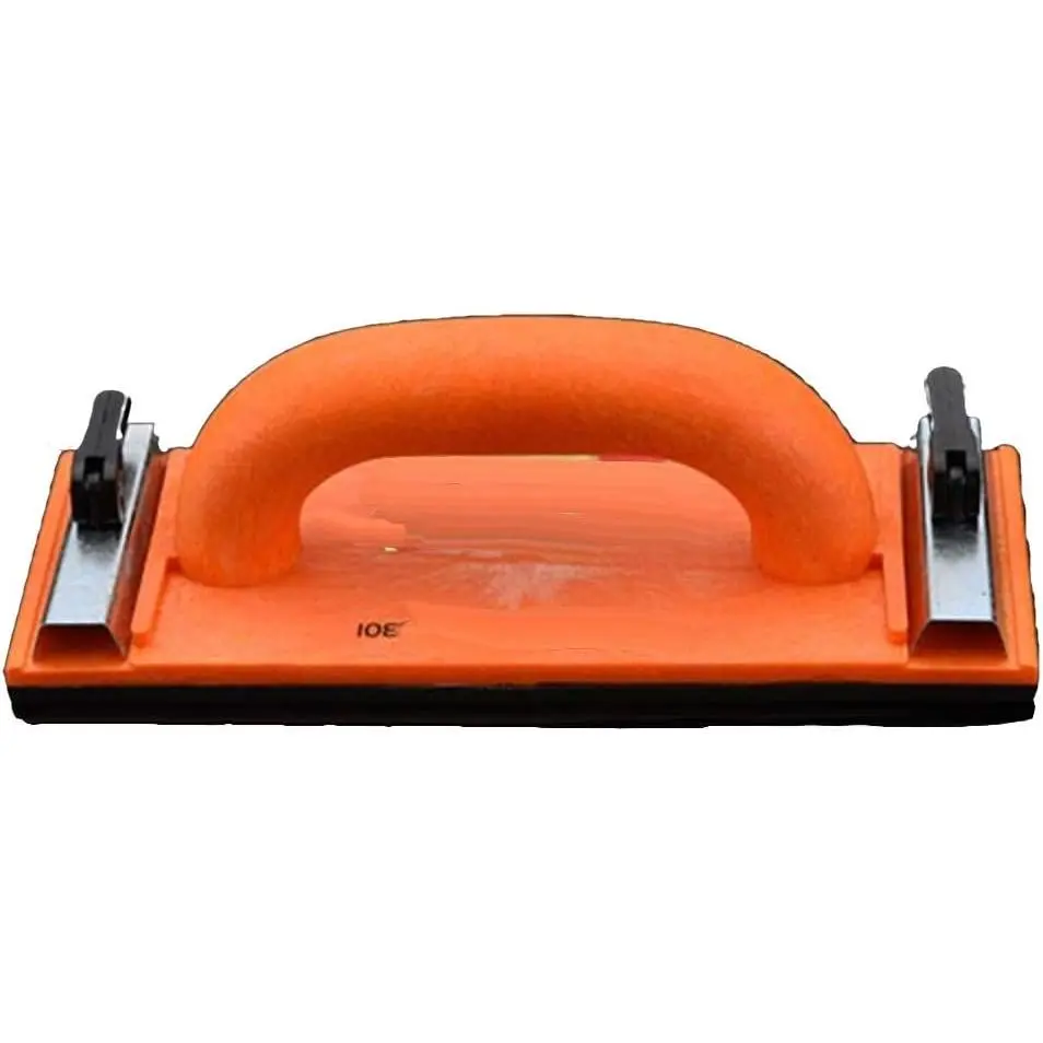 Hand Sander with Sandpaper Clamp - For Drywall, , Floor - 9 1/4” x 3 1/4”’ - Ergo Contour Handle - Uses Standard 11 1/4” Sandpaper