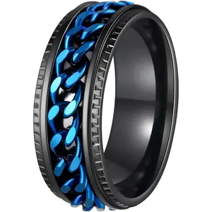 Mens Fidget Rings Anxiety Rings for Men Womens Chain Spinner Rings for Adults Titanium Steel Ringsfidget toys
