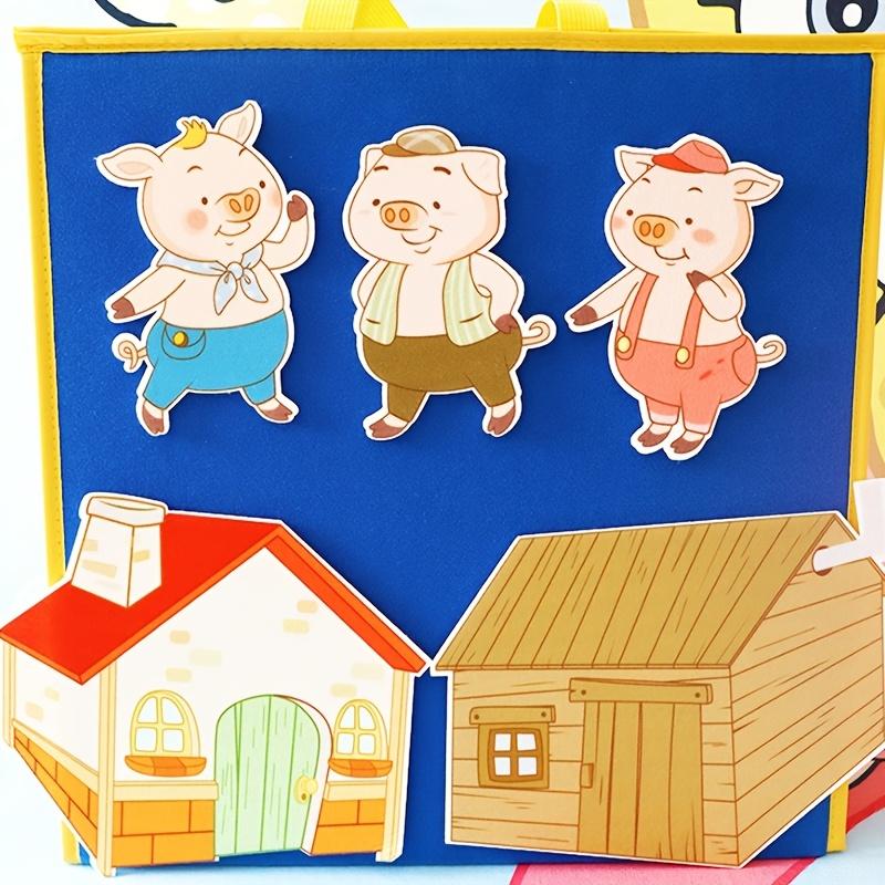 Three Little Pigs Build A House: Story-Themed Felt Teaching Aids, Role-Play Props, Interactive Classroom Supplies for Teachers, Back-to-School Teaching Tools