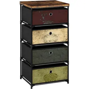 Nightstand with 4 Drawers, Clothes Storage Organizer, Small Fabric Dresser for Bedroom, Closet, Entryway, Hallway, Nursery, Dorm