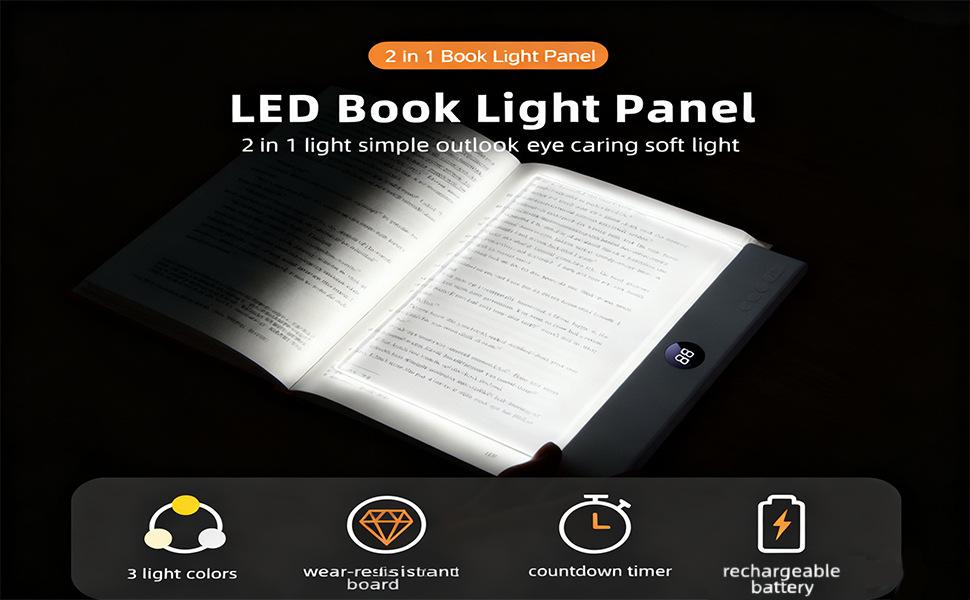 2026 New FlatBook Light, Portable Rechargeable Reading Light with Timer, Dimmable LED Desk Lamp for Book Lovers