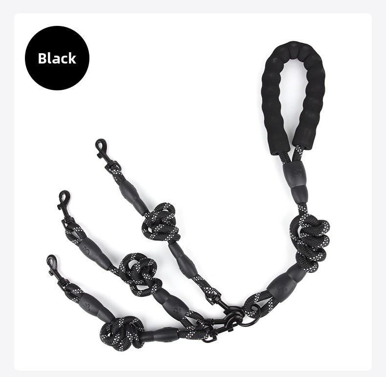 3-in-1 Reflective Dog Leash for Medium Large Dogs, Heavy Duty 3 Way No Tangle Multiple Dog Leash with 360° Swivel Clips, Comfortable Anti-Slip Padded Handle, Detachable Flexible Combination Pet Walking Lead, High Visibility Reflective Safety Dog Leash for