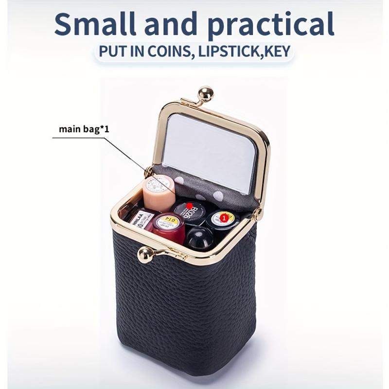 New lychee-pattern lipstick bag, high-end lipstick storage bag, convenient multi-functional compact coin purse, multi-purpose storage bag, a perfect gift for your girlfriend or mom