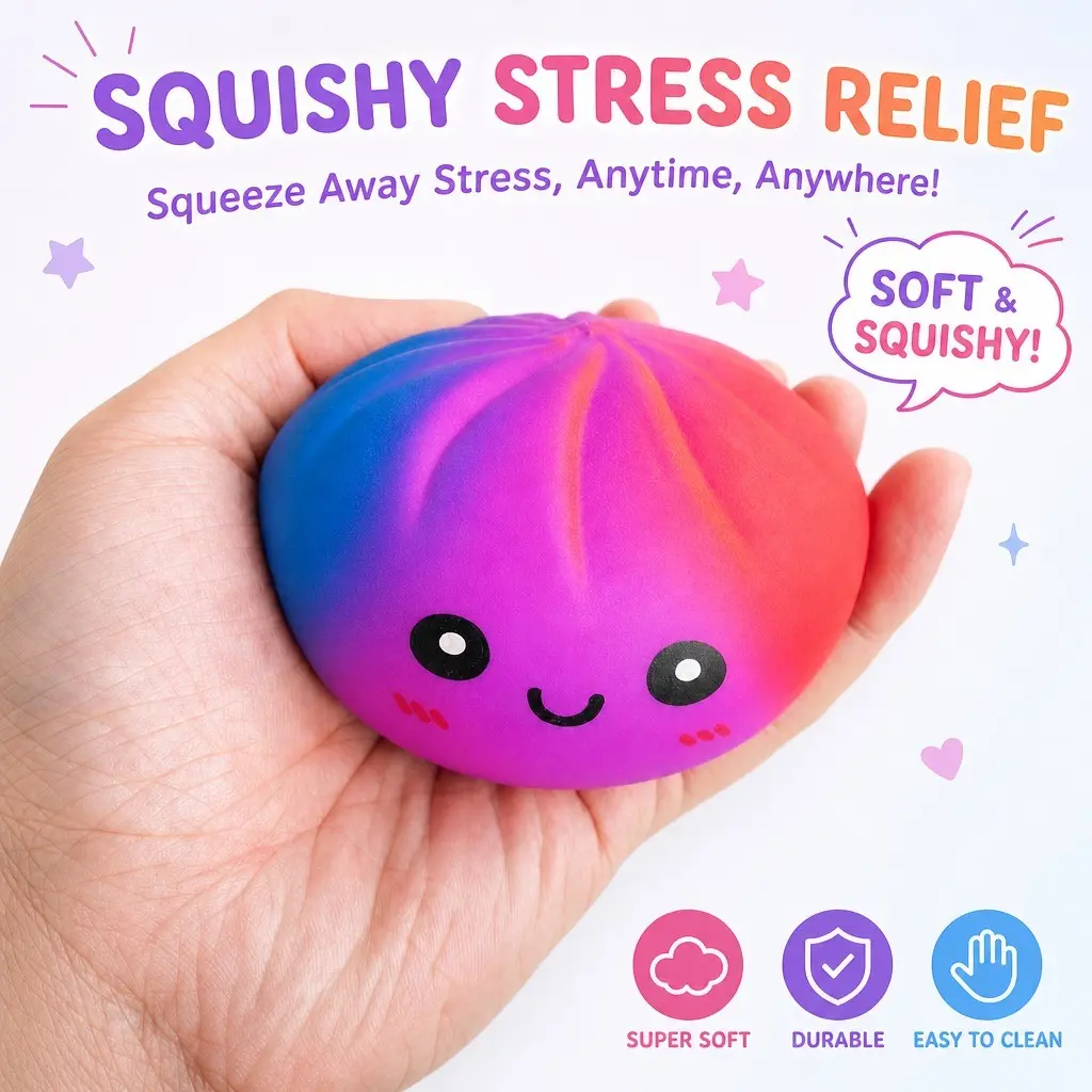 Colorful Squishies, Cute Squishies, Soft TPR Material, Stress Relief, Unboxing Surprise, rare squishy Random Style per Pack. Valentine's Day and Easter gifts, suitable for children to exchange gifts, Bao Bun Squishy
