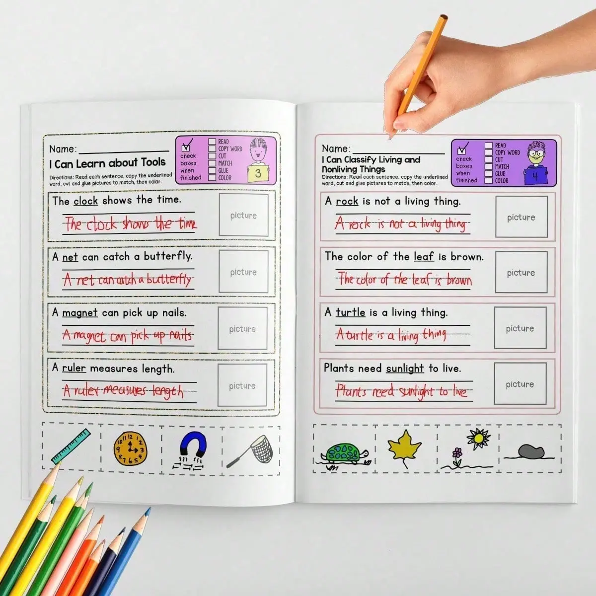 Word Spelling & Coloring Activity Book – Color-by-Word Pages with Easy Spelling Practice, Trace-and-Write Lines, Picture Clues and Letter Building Tasks, Boosts Vocabulary, Handwriting, Focus and Reading Skills