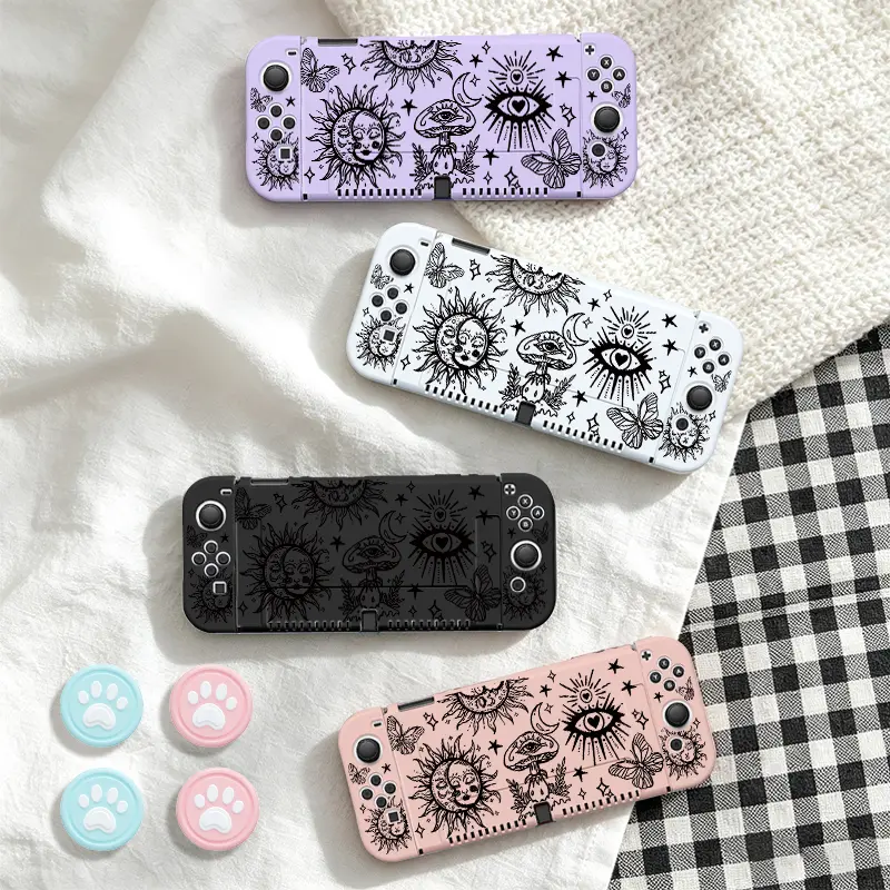 For Switch NS/OLED Protective Case Cover, TPU Soft Shell, Full Protection, Detachable, OLED Game Console Case, Bonus 4 Thumb Grips, Anti-Slip Shockproof, High Quality, Comfortable Grip, Gaming Console Accessories