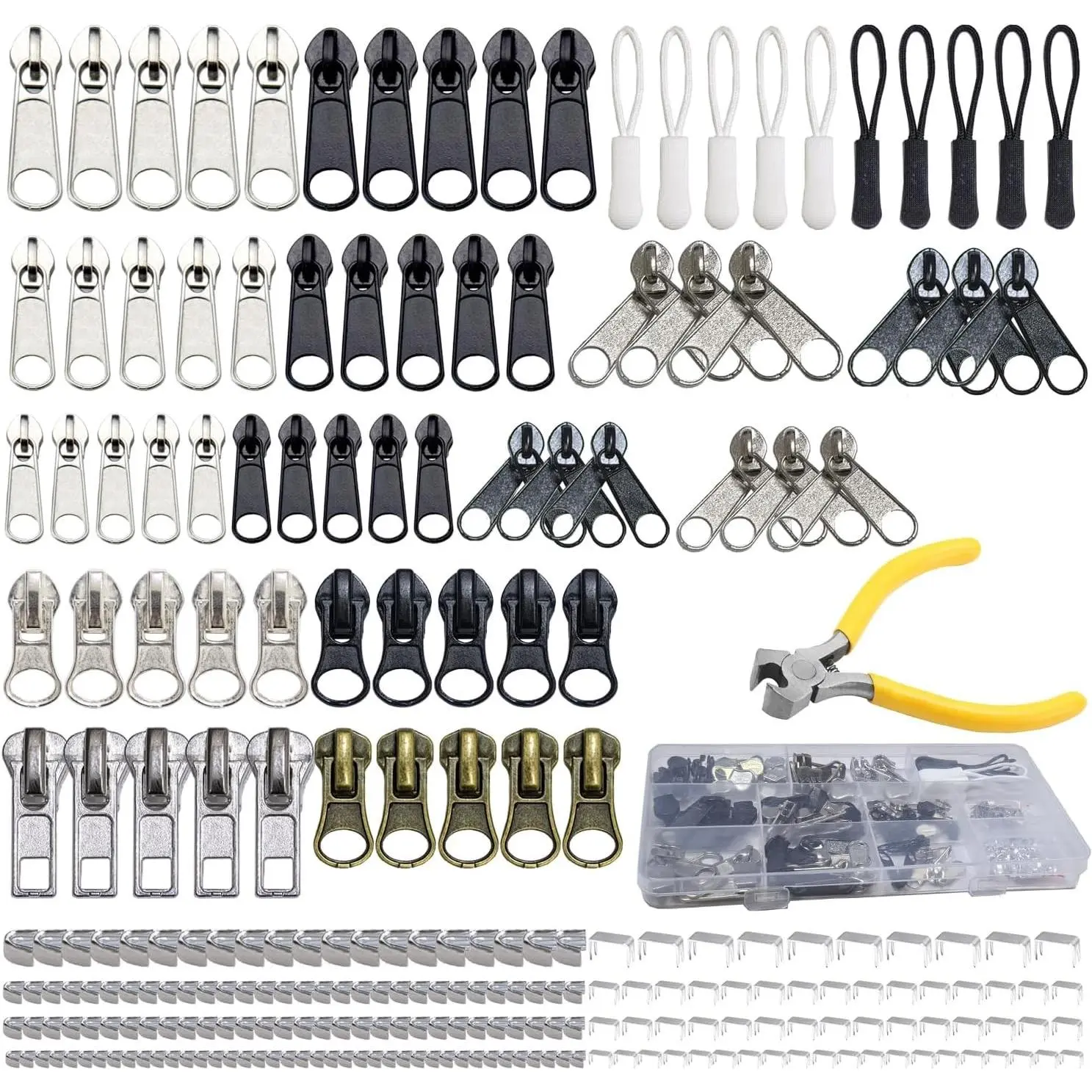 254 Pcs Universal Zipper Repair Kit with Case, Zipper Replacement and Pulls for Clothing, Jackets, Coats, Boots, Backpacks, Purses and Outdoor Gear