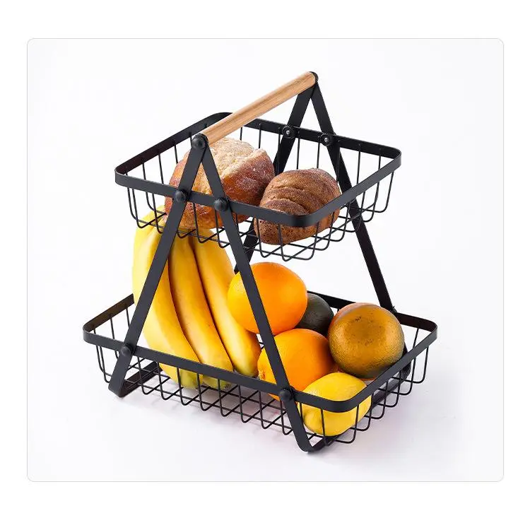 Metal Kitchen Organiser, 3-Layers Multi-Functional Vegetable And Fruit Storage Rack - 3 Layers-Black