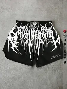Men's Shorts with Graphic Print, Casual Loose-Fitting Knee-Length, Drawstring Waist, Spring & Fall Fashion, Street Style