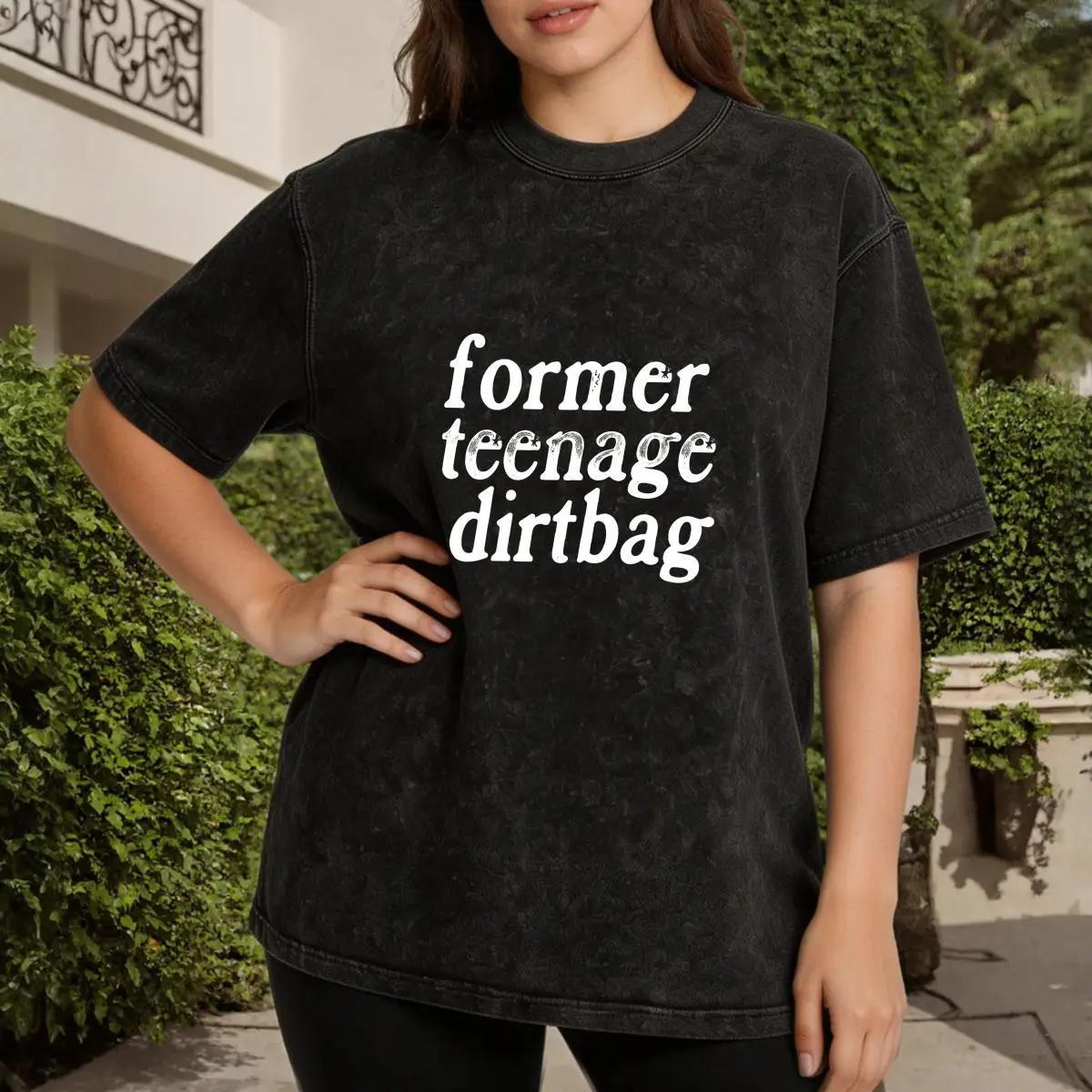Oversized Graphic T-Shirt for Women, Vintage 100% Cotton Streetwear Top with "Former Teenage Dirtbag" Print, 80s Aesthetic Alt Outfit, Tops, Alt Outfits