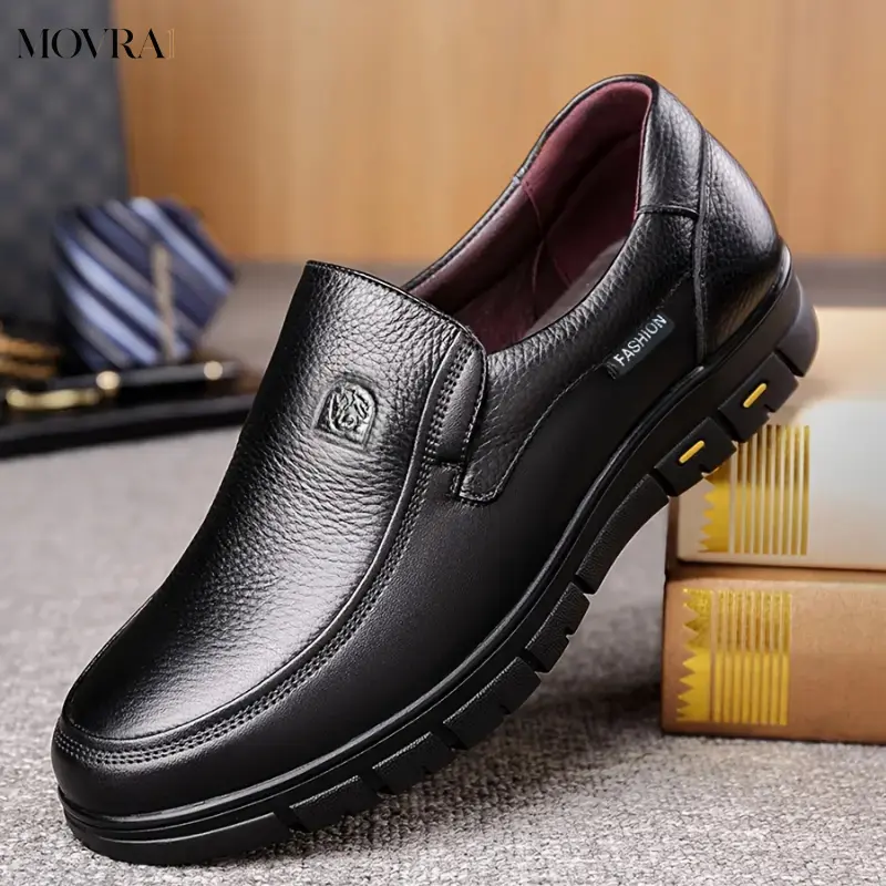 MOVRA1 Men's Synthetic Slip-On Breathable Moccasin Loafers, Solid Leather-Ons for Business Casual Work Sports Footwear