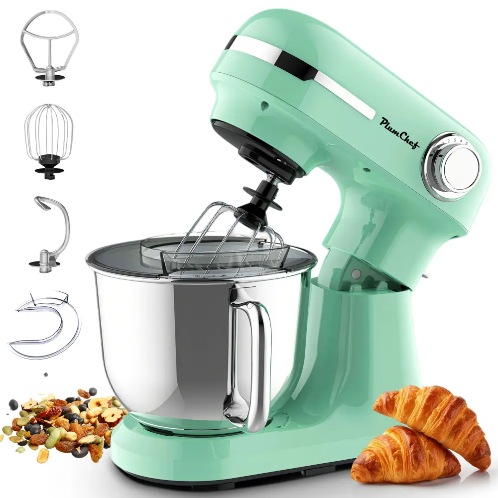 5.5QT/4.5QT Dual Bowl Stand Mixer, 12-Speed Tilt Head Electric Food Mixer with 350W Powerful Motor, Stainless Steel Mixing Bowls, Dough Hook, Flat Beater & Whisk Attachments, Dishwasher Safe Kitchen Mixer with Splash Guard for Baking, Dough, Bread & Cake,