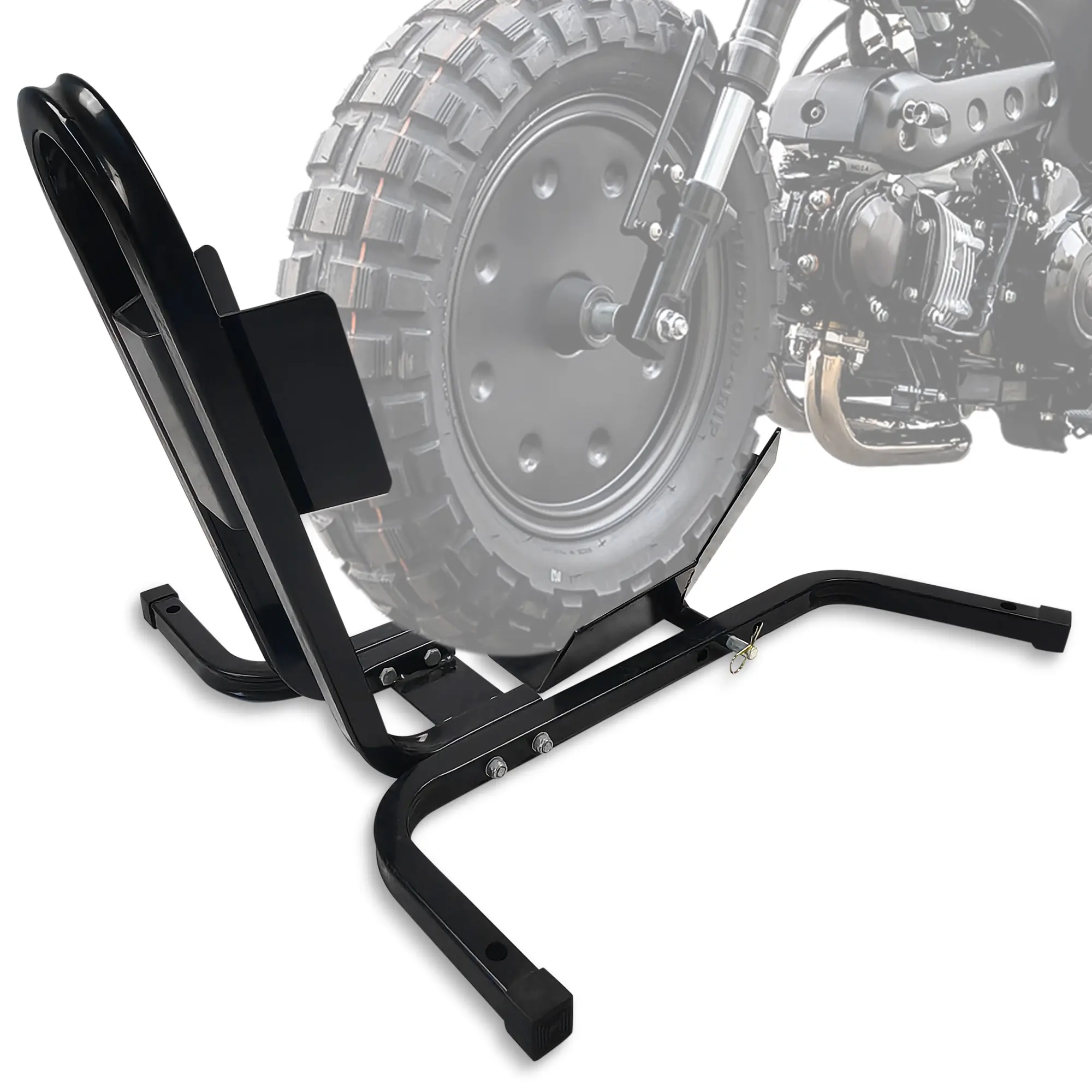 Universal 1500 LB Motorcycle Front Wheel Chock, Heavy Duty Steel Front Tire Stand Holder for 16-21 Inch Bikes, 1500 lb Capacity, Adjustable for Trailers, Garage, Trucks