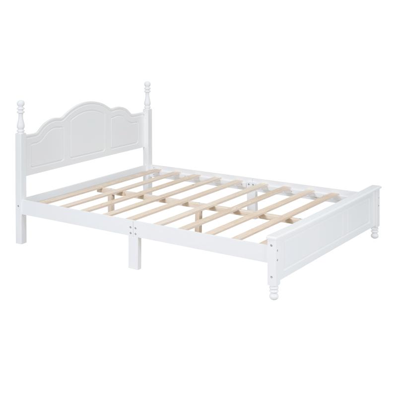 Bellemave Wood Platform Bed Frame Retro Style with Wooden Slat Support Solid Pine MDF & Plywood Construction No Box Spring Required Queen Size Bed Frame
