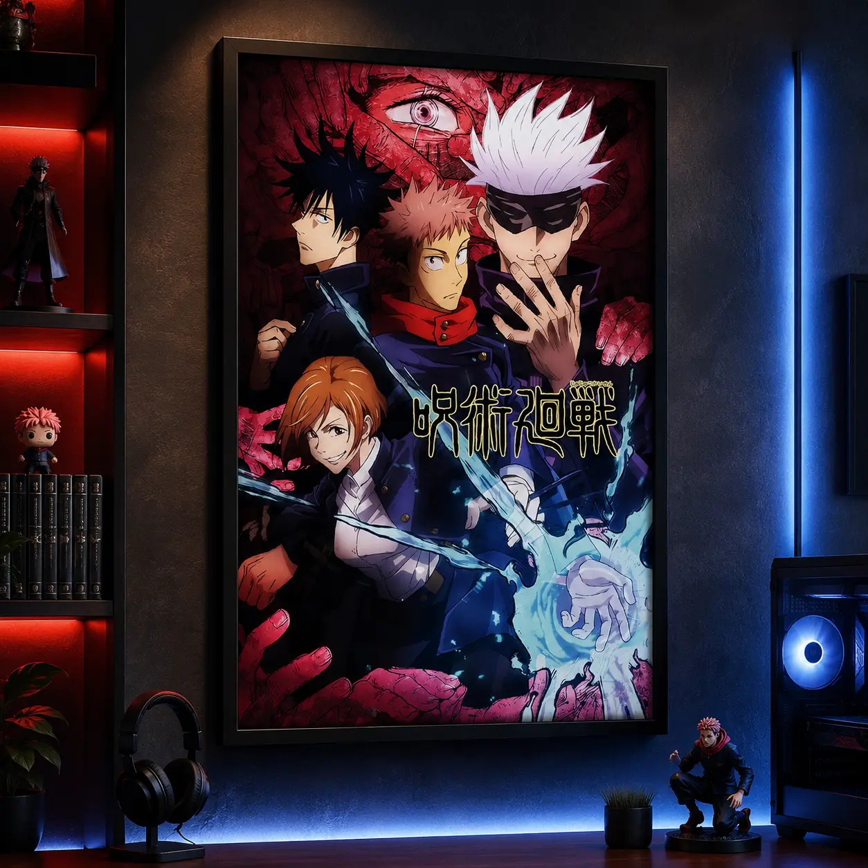 Jujutsu Kaisen Poster High-Quality Anime Art Print Featuring Key Characters and Dynamic Action Scenes for Fans and Collectors,Canvas Poster Wall Decor, Room Decorations, Funky Home Decor,anime wall art,bedroom canvas poster, JJK Fan Gift, Otaku Decor