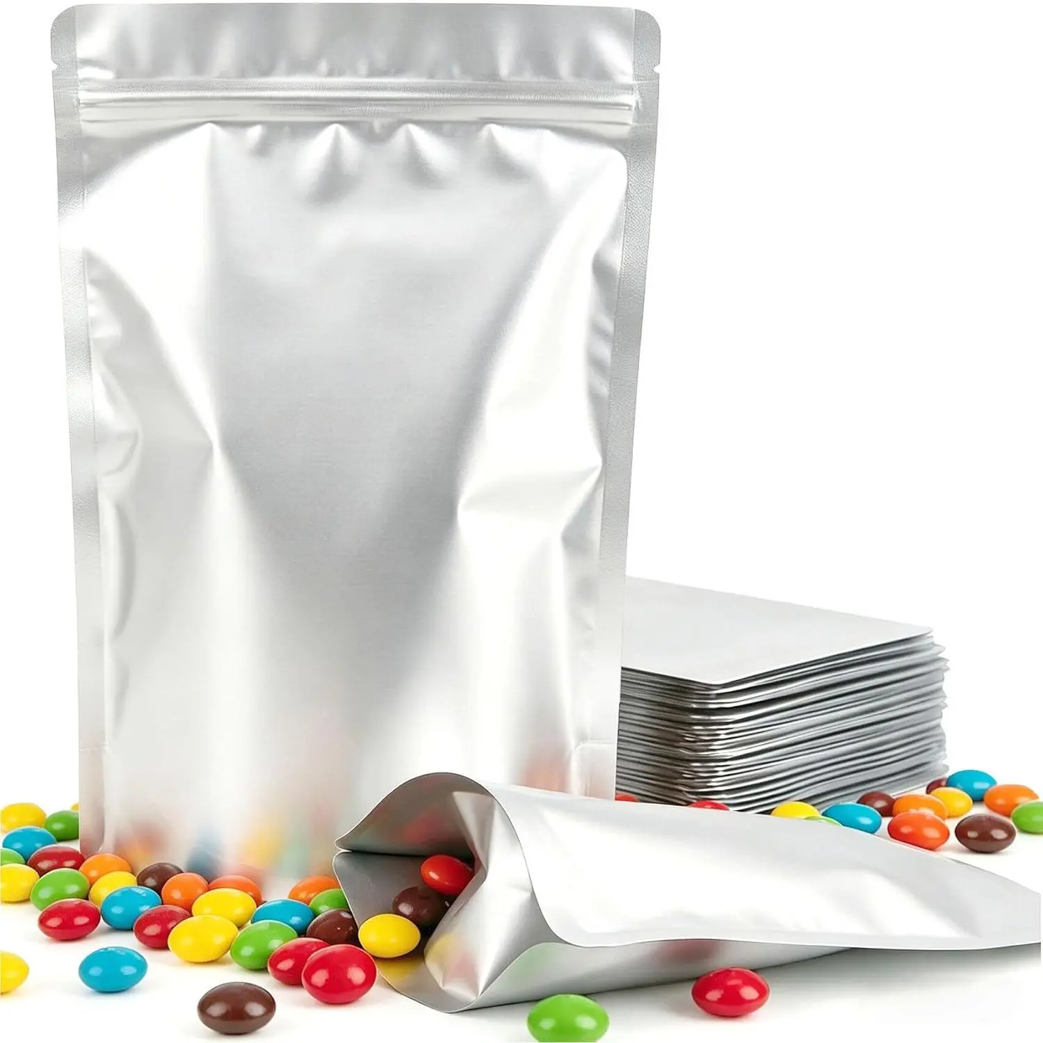 50 count  Storage Bags Resealable Stand Up Zipper Foil Pouches 3.5"x5.1" | Heat Sealable Smell Proof Zip Lock Heavy Duty Packaging Bags for Small Business,Cookies,Candy